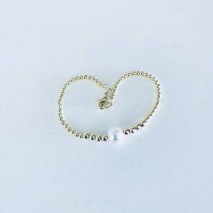 Pulsera Enchapada en Oro con Perla Shell 18 Cm. más Alargue