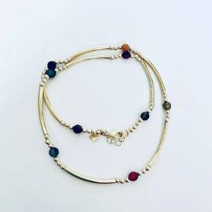 Collar Enchapado en Oro con Ágatas 45 Cm. más Alargue