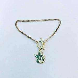 Pulsera Enchapada en Oro con Angel de la Guarda 18 Cm.