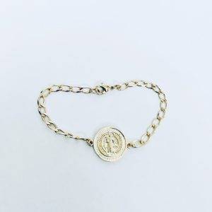 Pulsera Enchapada en Oro Medalla Padre Nuestro