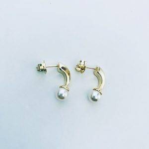 Aros Gota con Perla de Río Enchapados en Oro 2,3 Cm.