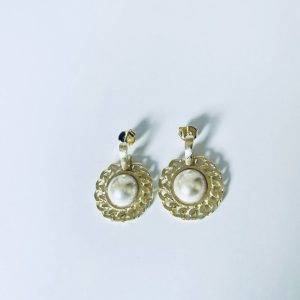 Aros con Perla de Río Enchapados en Oro 3.7 Cm.