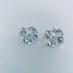 Aros Flor Enchapados en Plata 3 Cm.