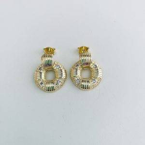 Aros Argollas con Circones  Enchapados en Oro 2,9 Cm.