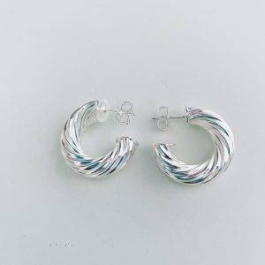 Aros Argolla Enchapados en Plata 3,1 Cm.