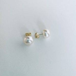 Aros Perla de Río con Enchape de Oro 1 Cm.