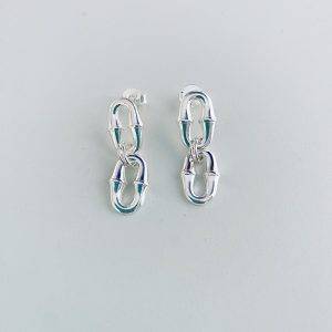 Aros Argolla Doble Enchapada en Plata  4 Cm.