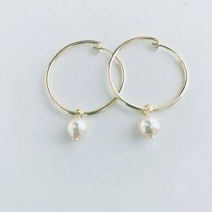 Aros Argolla con Perla de Río Enchapada en Oro 4,4 Cm.