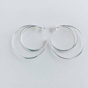 Aros Triple Argolla Enchapado en Plata 5,2 Cm.