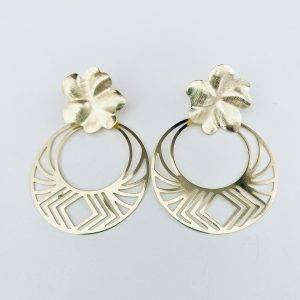 Aros Base de Flor Enchapados en Oro 7,5 Cm.