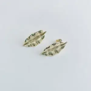 Aros Hoja  Enchapados en Oro 3,9 Cm.