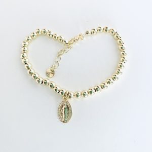 Medalla Virgen de los Rayos con Balines Enchapada en Oro