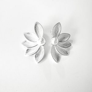 Aros Enchapados en Plata con Perla Shell 5,5 Cm.