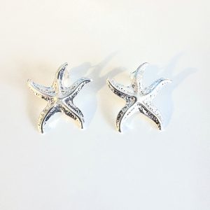 Aros Estrella de Mar, Enchapados en Plata 4 Cm.