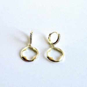 Aros Argollas con Circón Enchapadas en Oro 3.5 Cm.