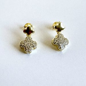 Aros Flor Circón Enchapado 3 Cm.