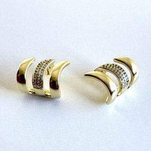 Aros Enchapados en Oro con Circón 2,5 Cm.