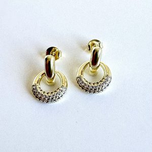 Aros Circón Enchapado en Oro 2,8 Cm.