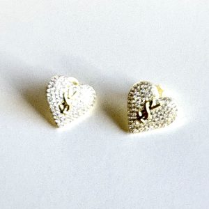Aros Corazón Circón Enchapado 2,4 Cm.