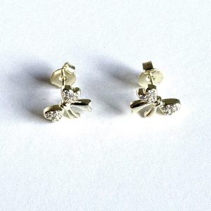 Aros Mariposa con Circón Enchapados en Oro 1.2 Cm.