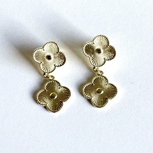 Aros Flor Doble Enchapado en Oro 4,6 Cm.