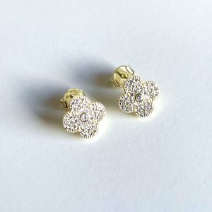Aros Flor con Circones, Enchapados en Oro 1.6 Cm.