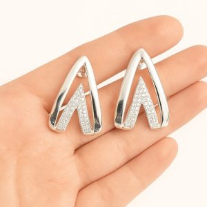 Aros Circón, Enchapados en Plata 3,2 Cm.