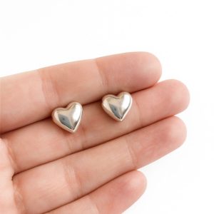 Aros Corazón Enchapados en Plata 1,6 Cm.