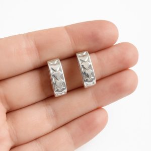 Aros Argolla Cuadrados, Enchapados en Plata 2 Cm.