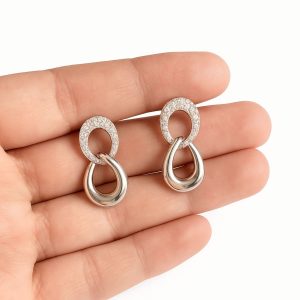 Aros Circón, Enchapados en Plata 3,3 Cm.