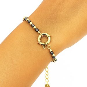 Pulsera Enchapada en Oro y Peltre con Broche Timon18 Cm.