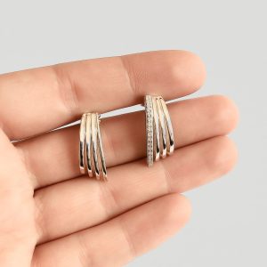 Aros Circón, Enchapados en Plata 2,8 Cm.