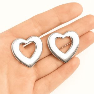 Aros Corazón, Enchapado en Plata 3,6 Cm.