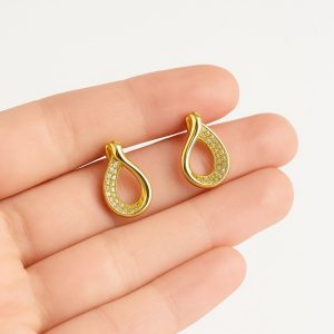 Aros Circón Enchapados en Oro 2,7 Cm.