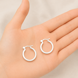 Aros Argollas Enchapados en Plata 2,7 Cm.