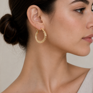 Aros de Argolla Enchapados en Oro 3,3 Cm.