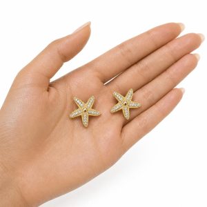 Aros Estrella Enchapados en Oro 1,8 Cm.