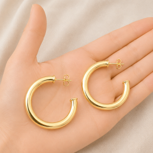Aros de Argolla Enchape en Oro 4,5 Cm.