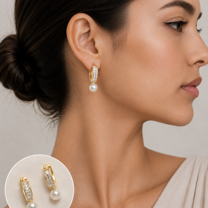 Aros Argolla con Perla, Enchapados en Oro 2,5 Cm.