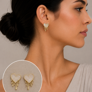 Aros con Resina, Enchapados en Oro 4,4 Cm.