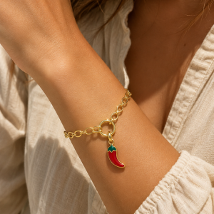 Pulsera Enchapada en Oro con Resina 18 Cm. mas Alargue