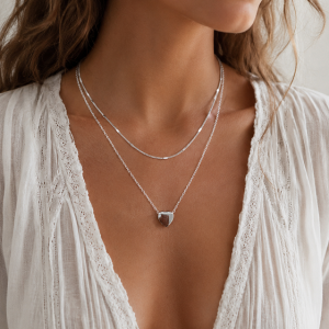 Collar Doble Enchapado en Plata 45 Cm.