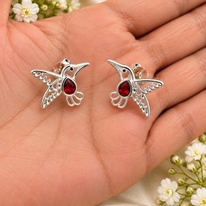 Aros Colibríes Enchapados en Plata 1 Cm.