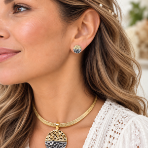 Conjunto Enchapado en Oro con Peltre