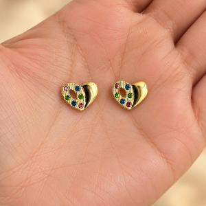 Aros Enchapados en Oro con Cristales 9 Mm.