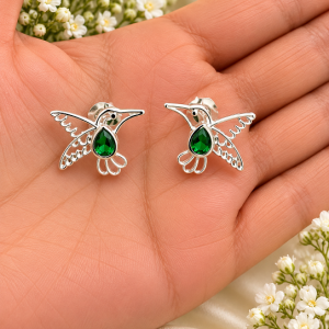 Aros Colibríes Enchapados en Plata 1 Cm.