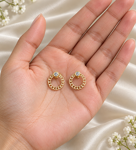 Aros con Circón Enchapados en Oro 1,4 Cm.